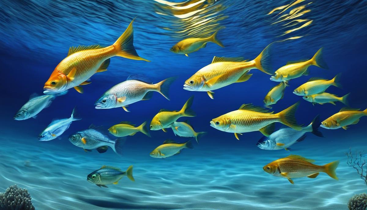 Image depicting fish swimming freely in deep blue water, symbolizing the fluid nature of dreams.