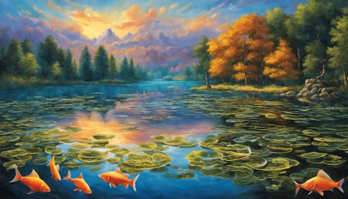 An image of fish swimming in a pond, symbolizing the diverse interpretations and significance of fish symbolism in dreams.