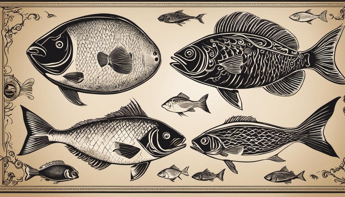 Image depicting various fish symbols used in dream interpretation