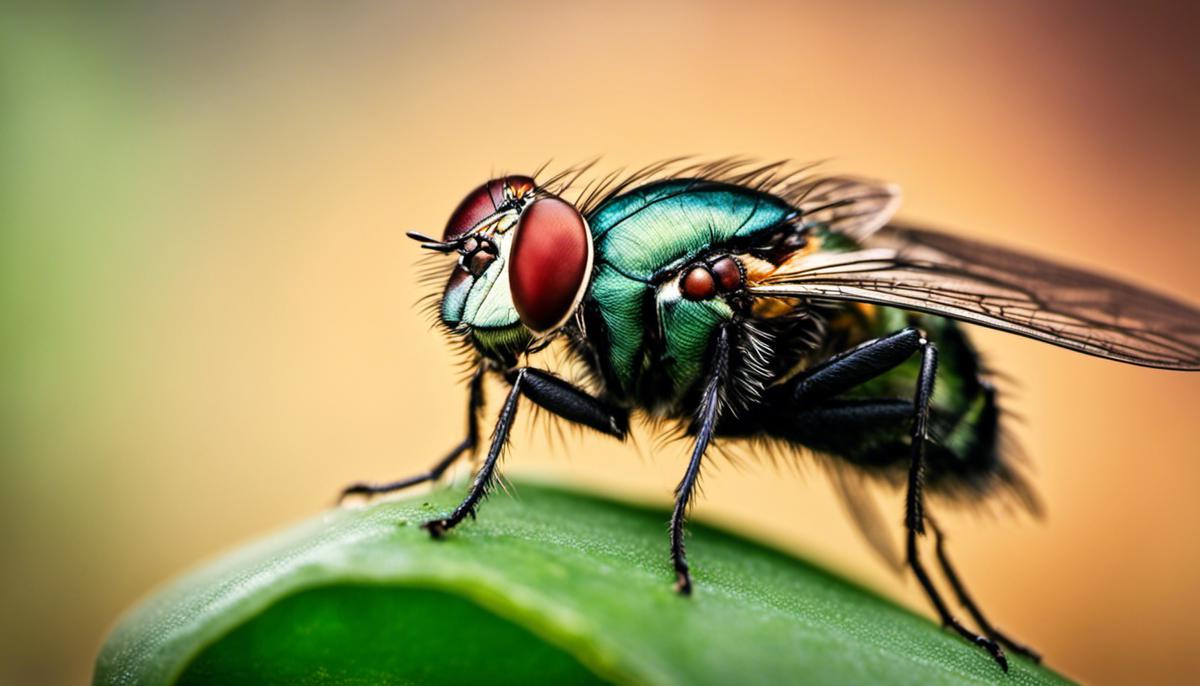 Image description: A fly on a leaf, symbolizing the various interpretations and symbolism of flies in dreams.