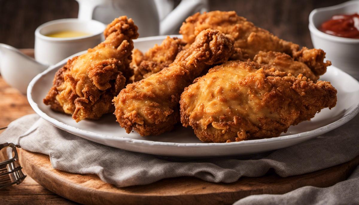 Image of a plate of fried chicken, symbolizing comfort and warmth in dreams