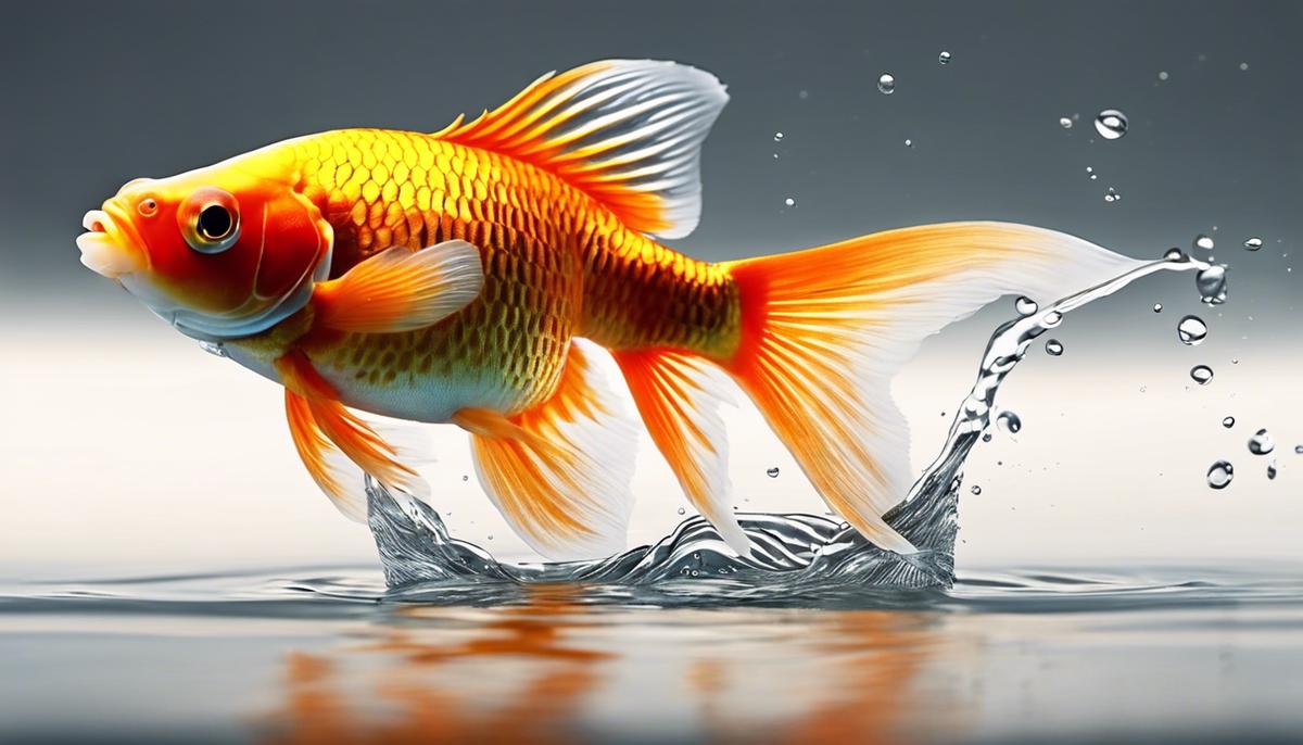 A beautiful goldfish swimming gracefully in water