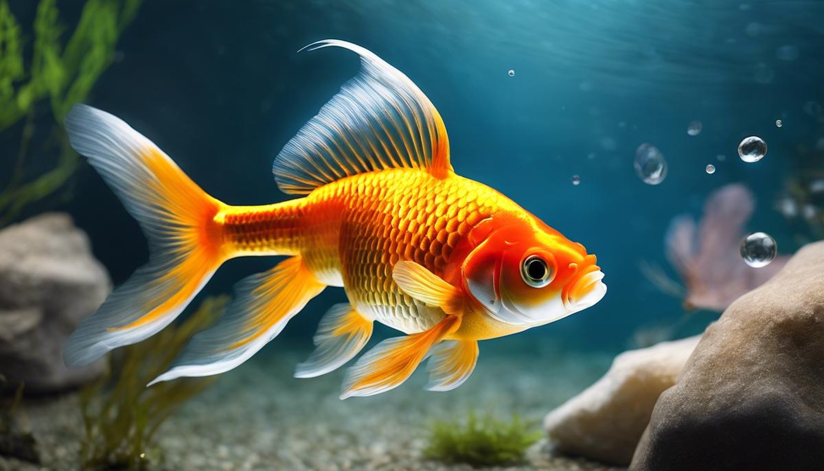 A goldfish swimming in crystal clear water, symbolizing emotional clarity and purification.