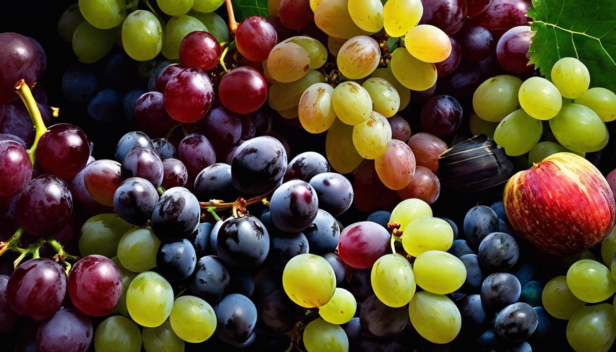 Image of grapes of different colors, symbolizing the different meanings of dream symbolism related to colors of grapes