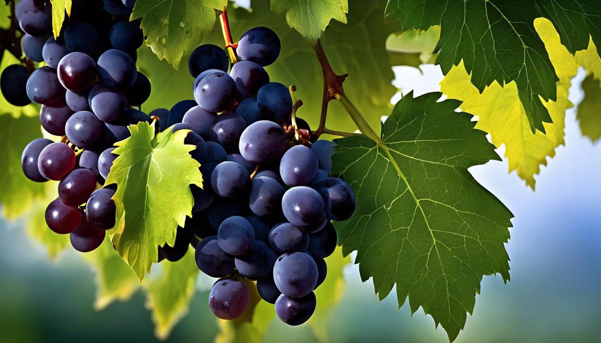 An image of grapes on a vine, symbolizing spiritual richness and abundance.