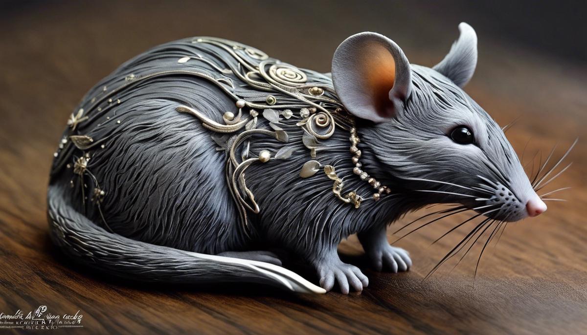 A gray rat in a dream, symbolizing introspection and hidden messages in the dream world.