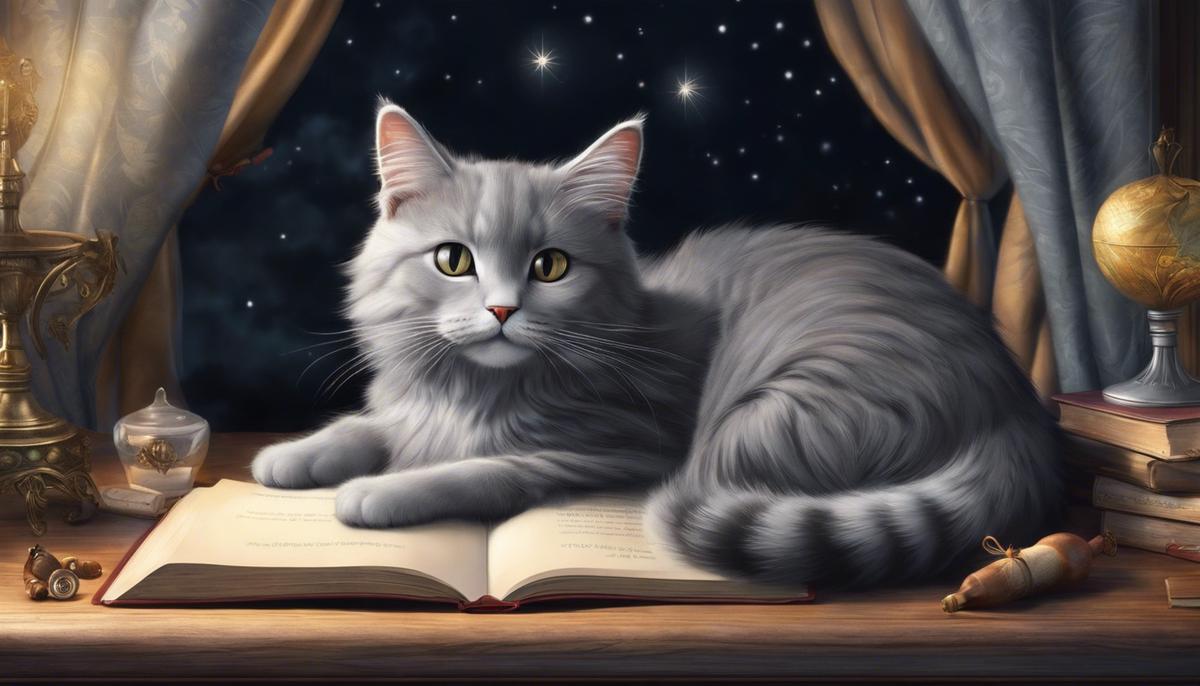 Illustration of a Grey Cat in Dreamland that represents the family's self-discovery journey.