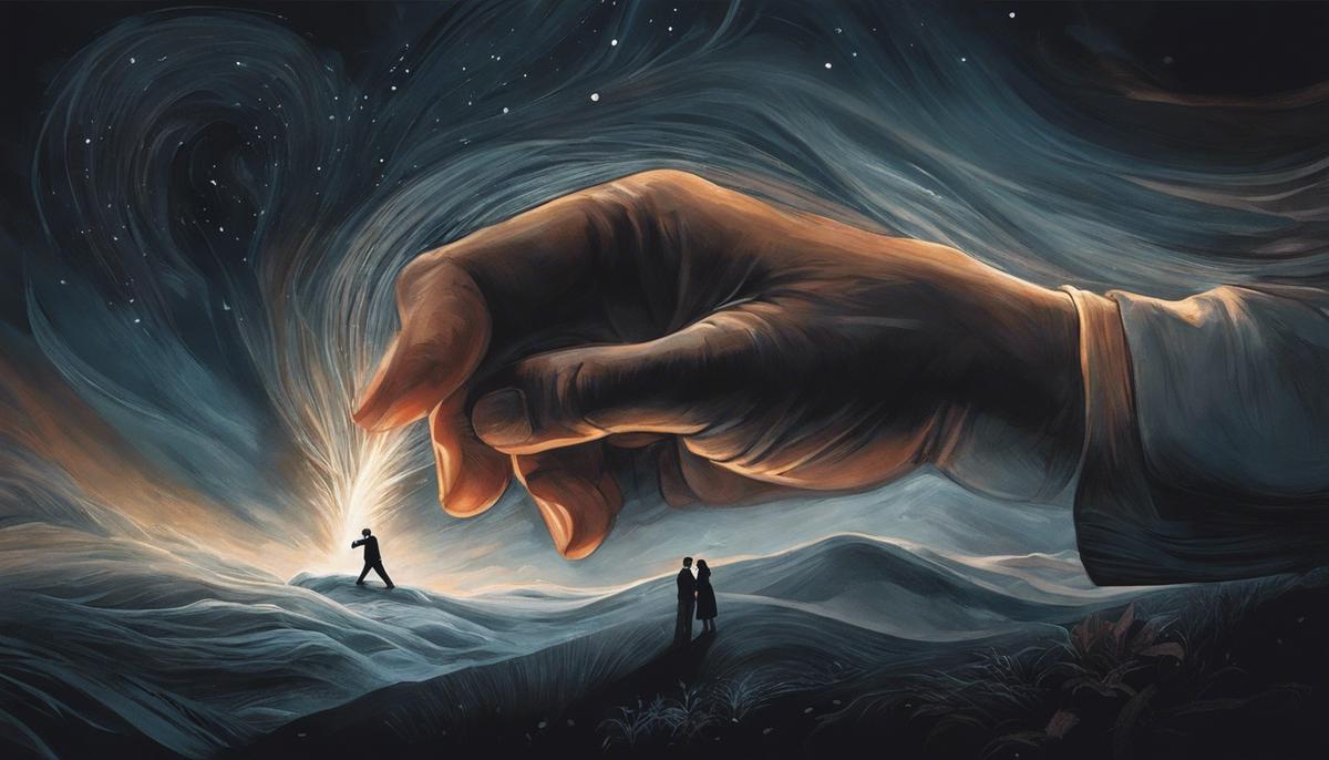 Illustration of hands being bitten in a dream, depicting feelings of vulnerability, internal struggle, and relational issues.