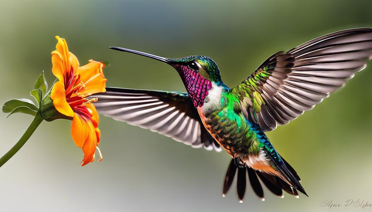 An image of a hummingbird in flight, symbolizing joy, strength, and renewal.