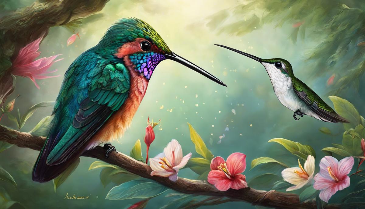 Illustration depicting various theories about the symbolism of hummingbirds in dreams