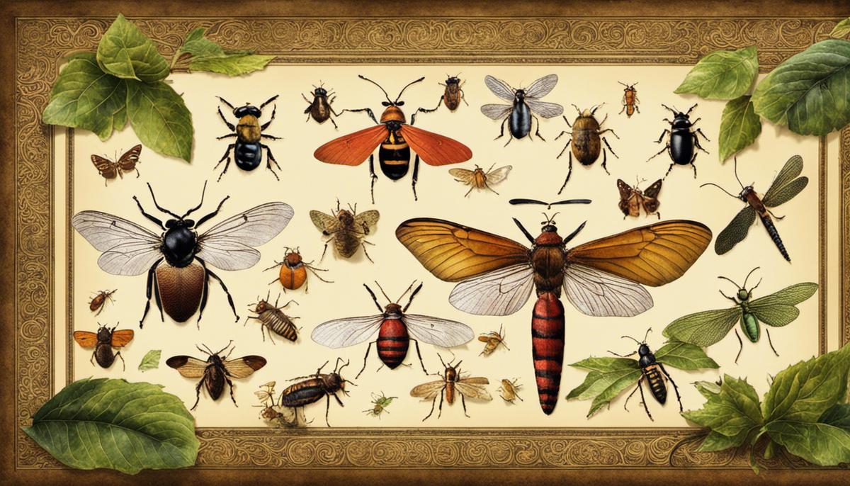 An image depicting various insects symbolizing different concepts in the Bible.