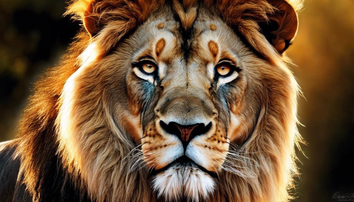 An image of a lion, symbolizing power, strength, and courage.