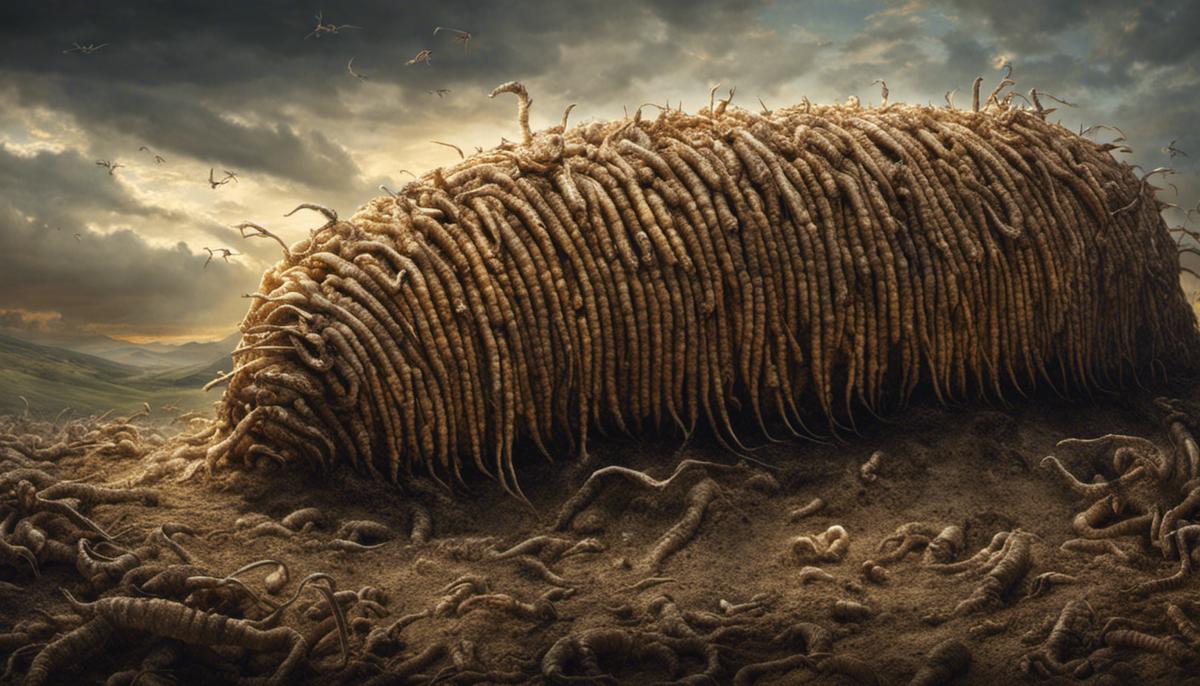 Image depicting maggots in a biblical context, emphasizing decay and symbolism