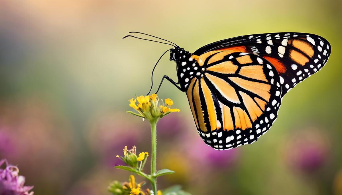 Image of a monarch butterfly with a dreamy background.