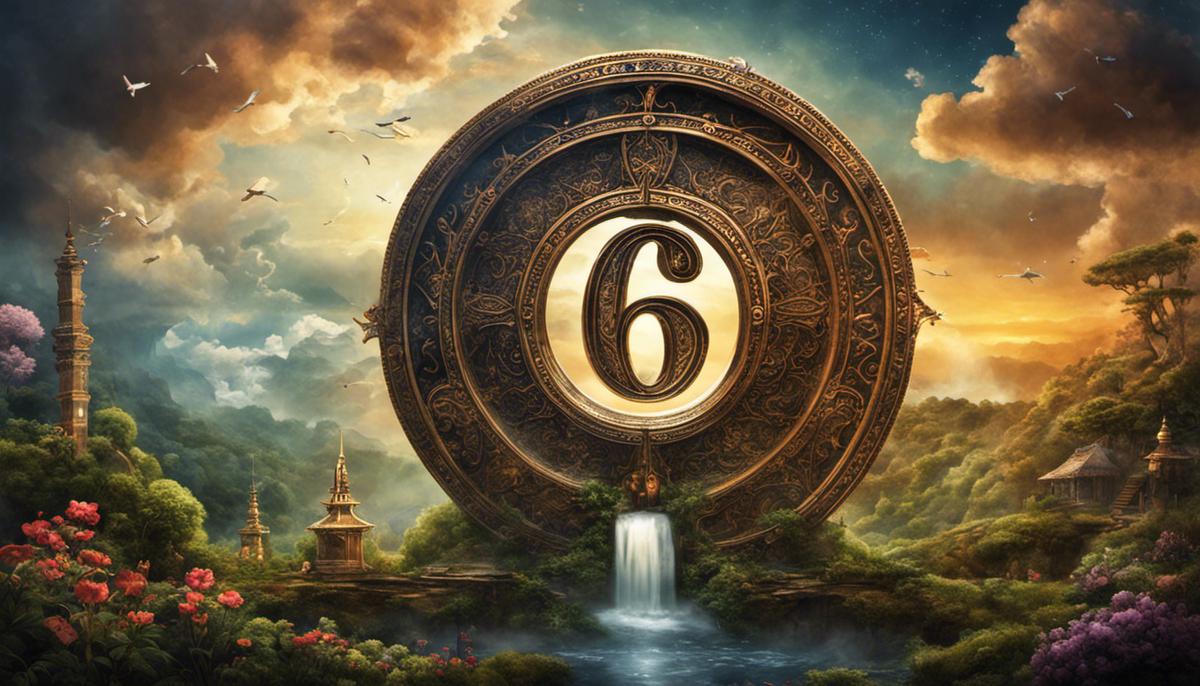 Symbolic representation of the number 6 in dreams, depicting harmony, balance, and responsibility.