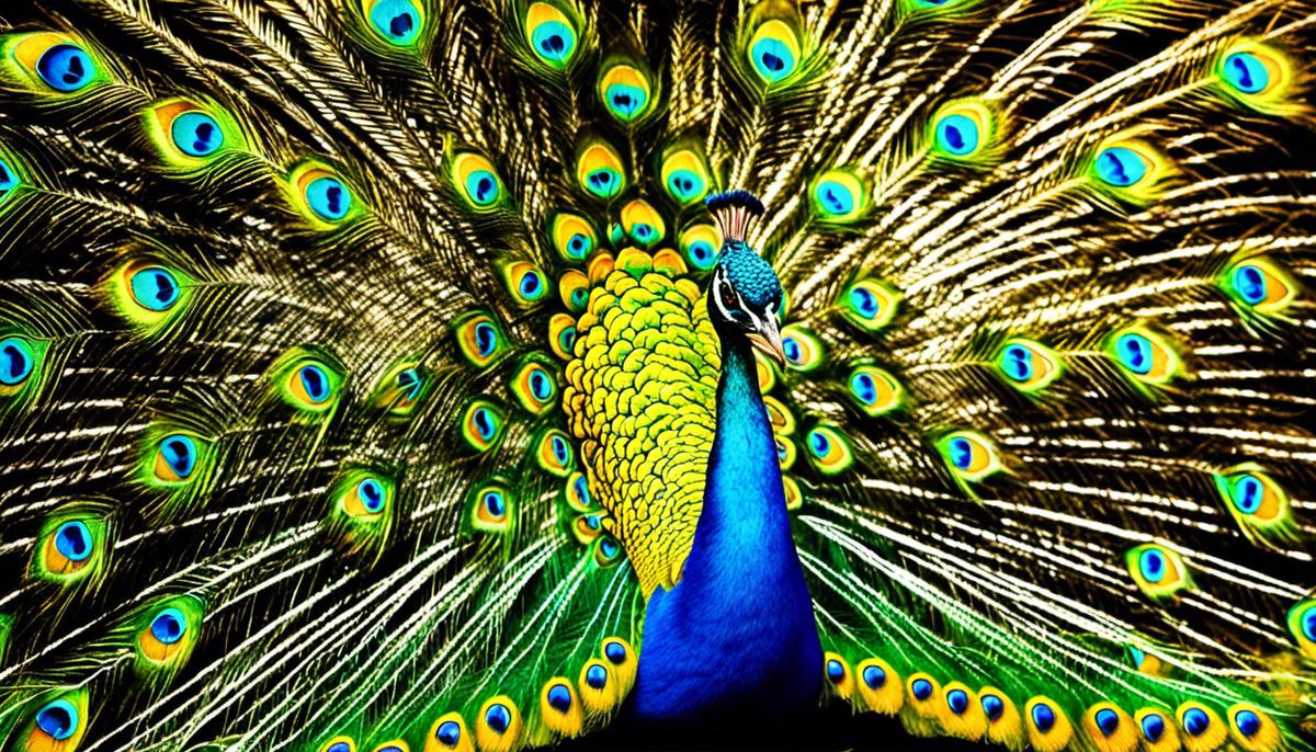An image of a vibrant peacock spreading its feathers.