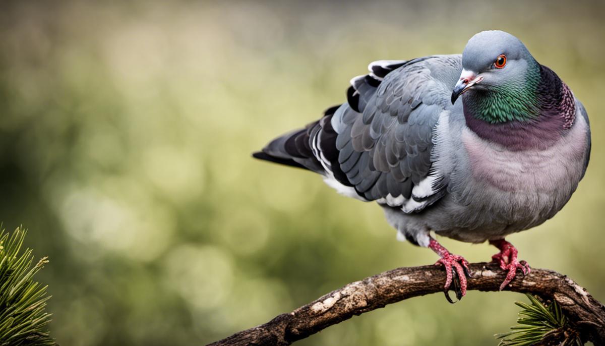 An image of a pigeon perched on a branch, symbolizing the role of pigeons in the Bible era, contributing to daily life and survival.