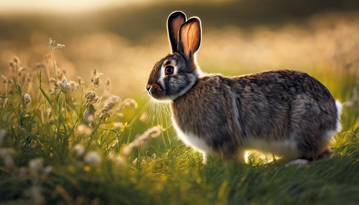 An image showing a rabbit in a field, symbolizing the presence of rabbits in Biblical texts and their significance in religious interpretations.