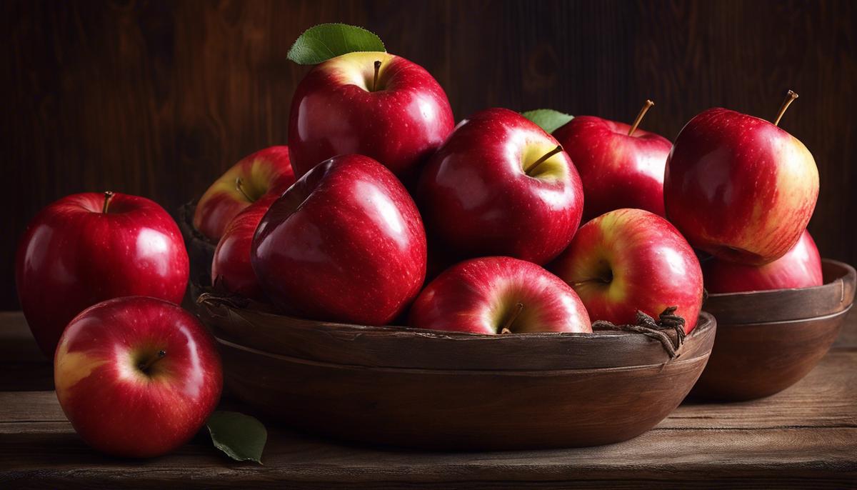 Image of red apples, symbolizing health, temptation, wisdom, and divine providence.