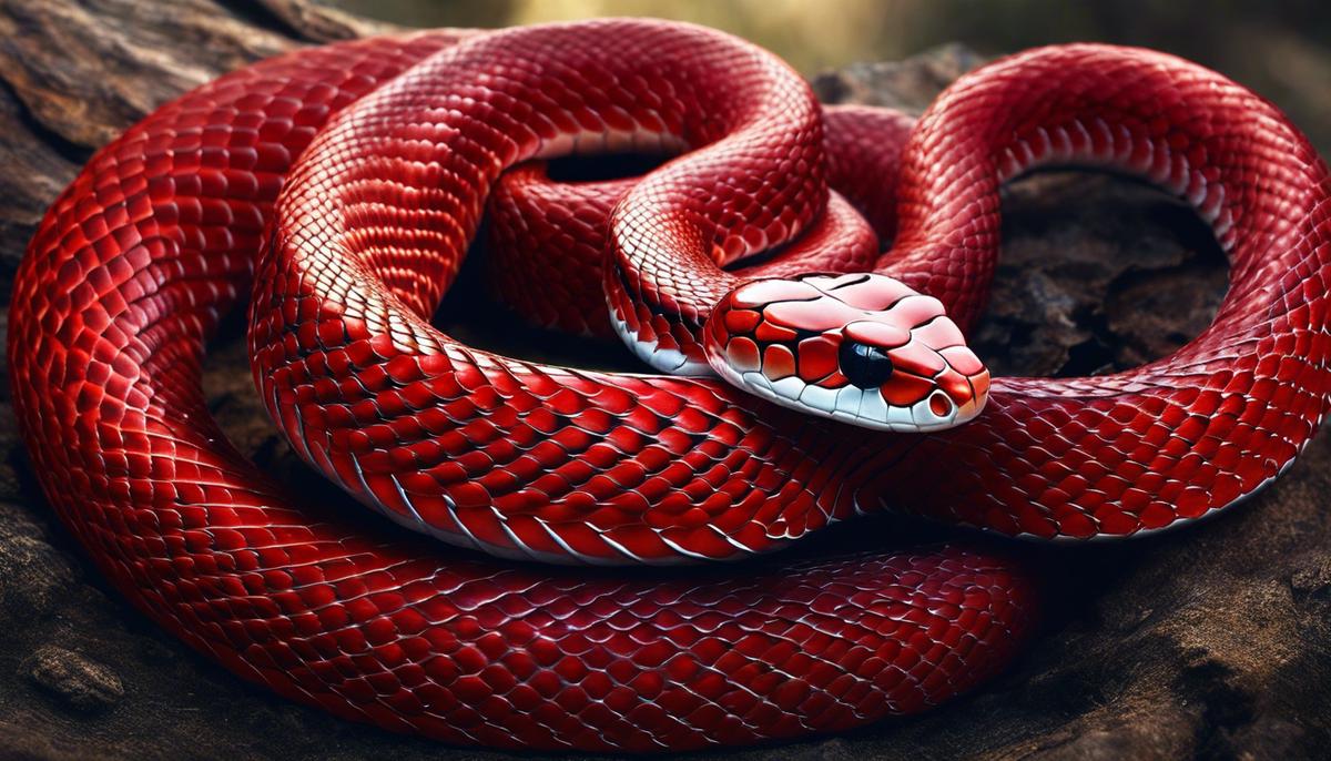Image of a red snake, symbolizing the complex symbolism and duality in biblical dreams.