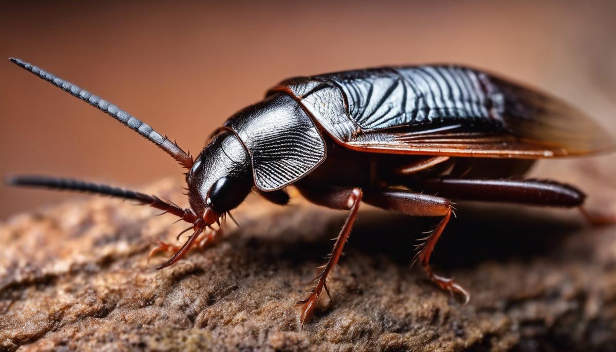 A close-up image of a roach crawling on a wall