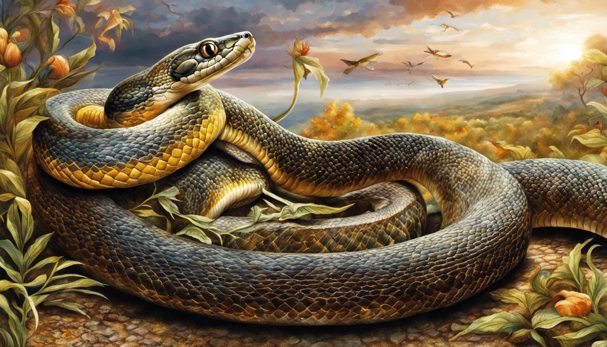 Illustration of a snake in a dream, symbolizing various interpretations and symbolism in dream analysis.