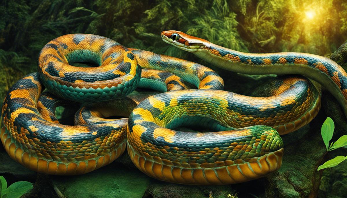 An image of snakes in a dream, representing the complexity and symbolism of snake dreams
