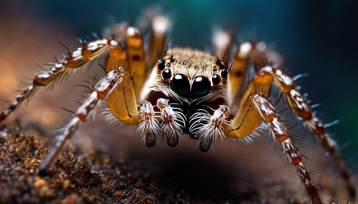 Image of a spider in a dream, symbolizing the richness and complexity of subconscious dialogues and spiritual revelations.