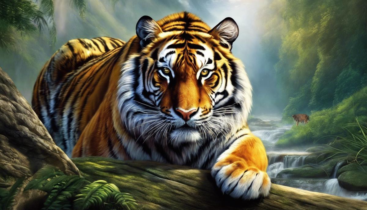A majestic tiger representing divine power and strength in biblical dream interpretation.