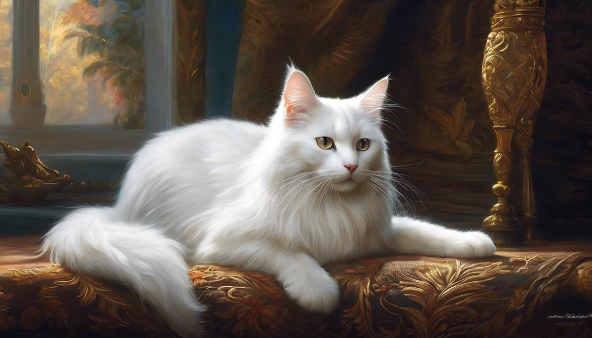 A white cat in a dream, symbolizing purity, creativity, and inner exploration.