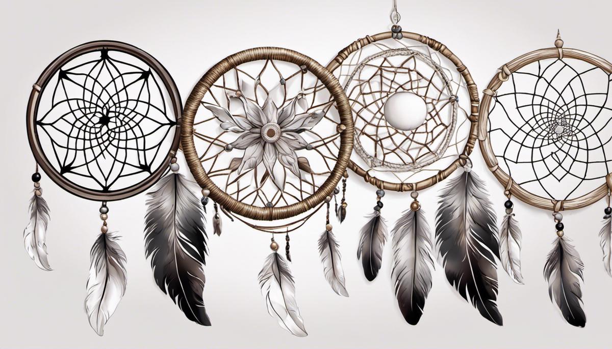 Illustration of a dreamcatcher in white color.