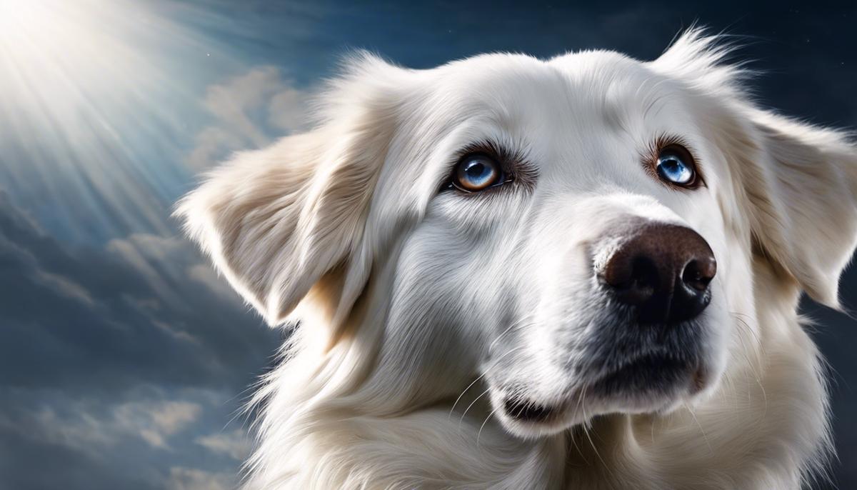Image of a white dog looking upwards
