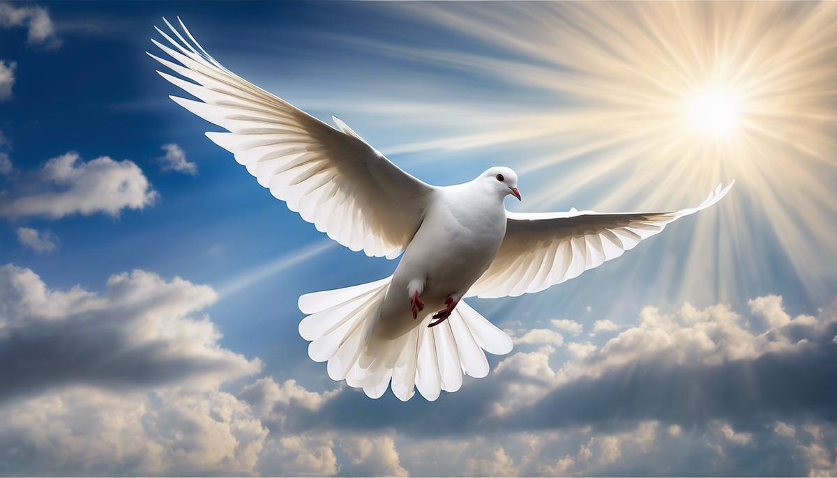 An image of a white dove flying in the sky, symbolizing the mysteries of dreams and the subconscious.