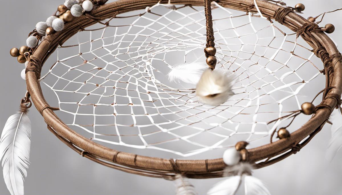 A dream catcher against a white background representing the interpretation of white in dreams.