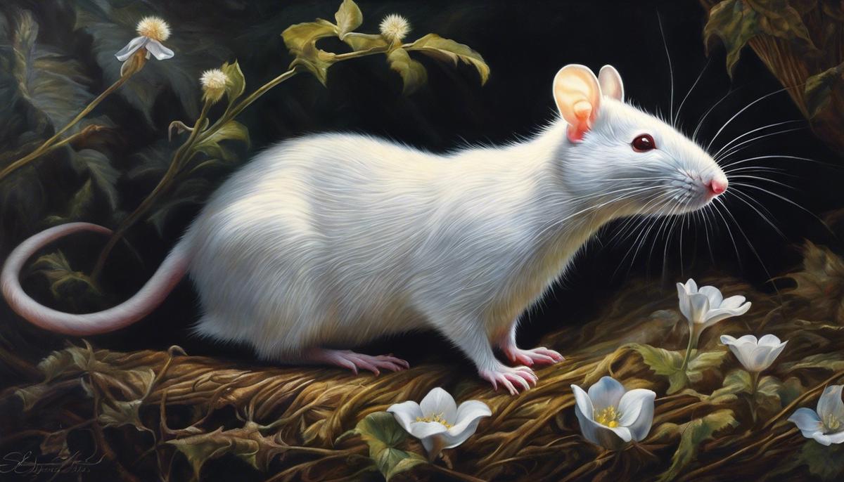 A mysterious image depicting white rats lurking in the shadows of dreams.