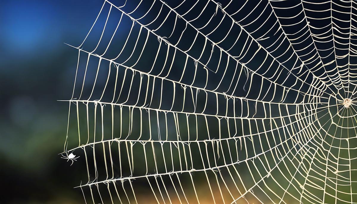 Image description: An image of white spiders on a web, symbolizing the meaning of white spiders in dreams.