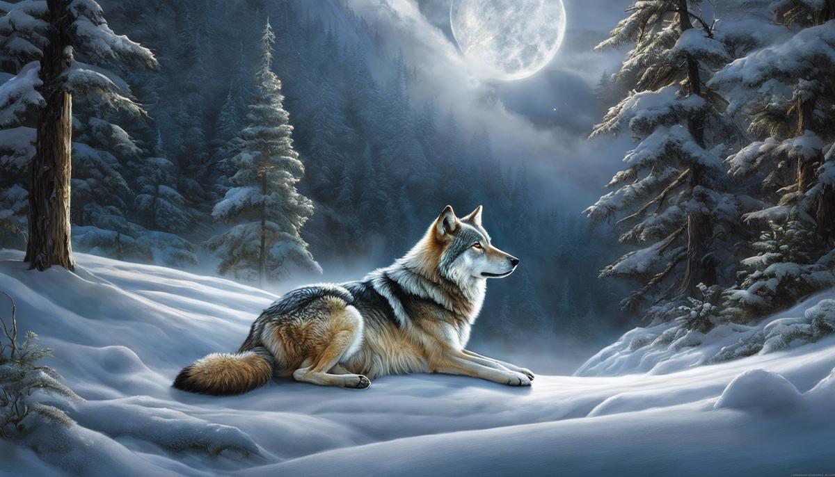 A visual representation of the complexity and significance of dreams involving wolves.