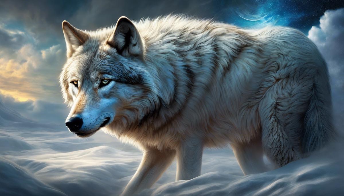 Image depicting the passage of a wolf in a dream, representing the subconscious exploration of psychological motifs.