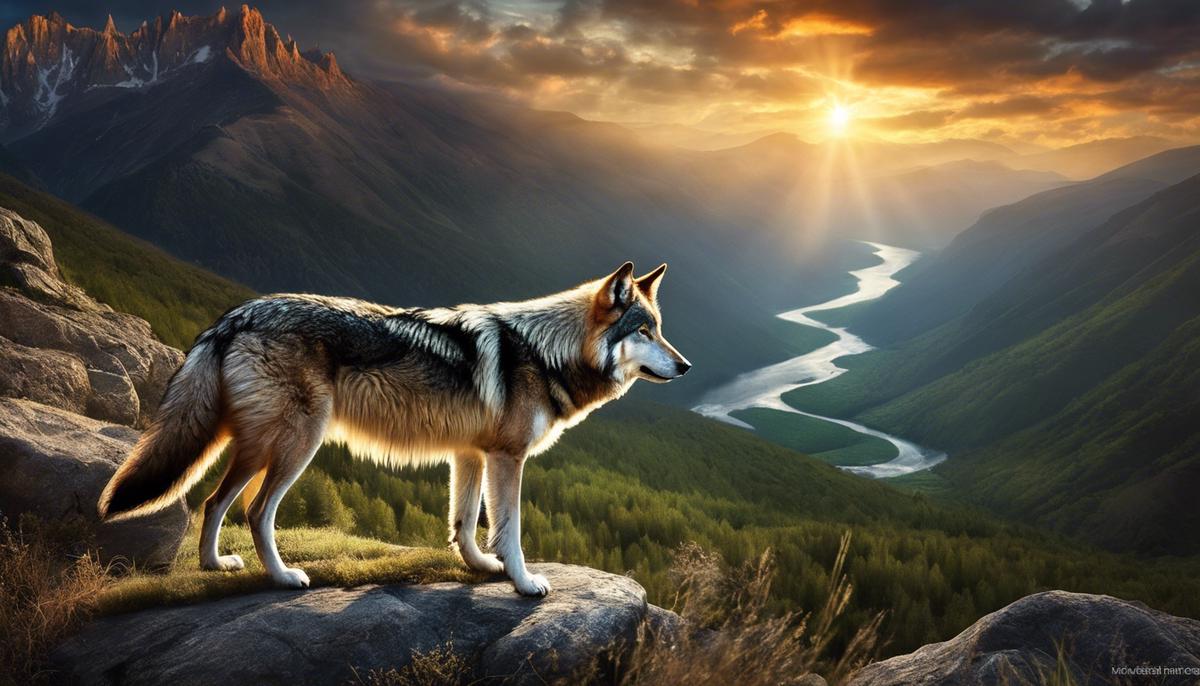 Image of a wolf in a biblical landscape