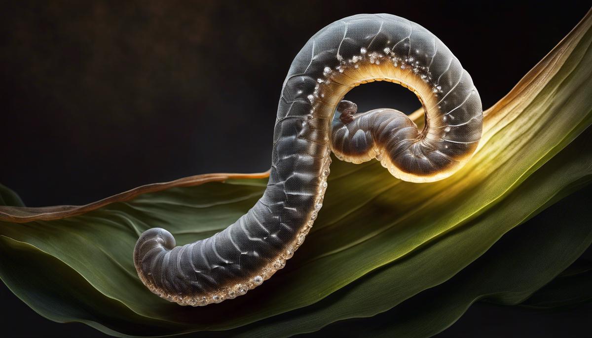 Image of a worm emerging from a cocoon, representing transformation and rebirth